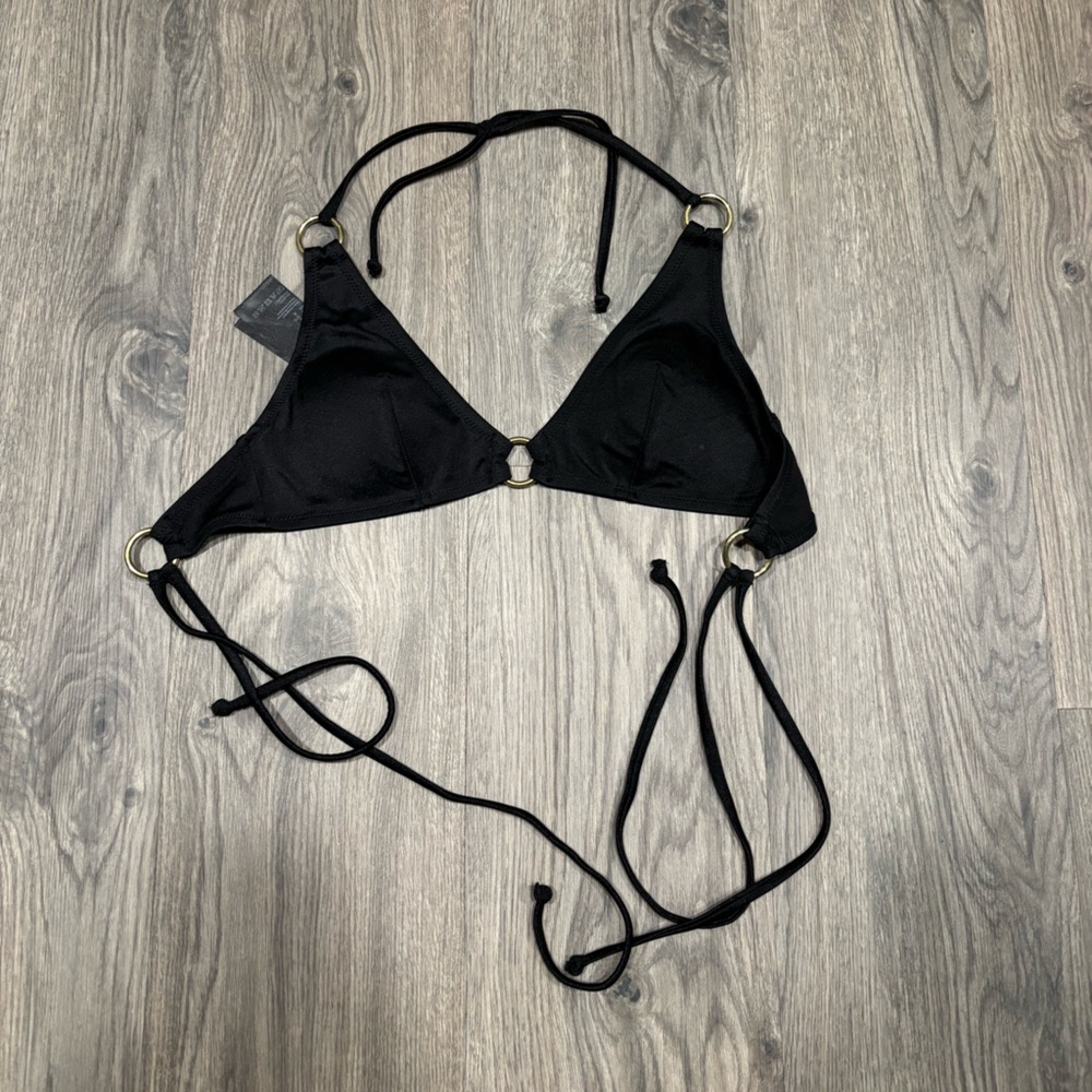 ⭐️H&M Black Triangle Strappy String Bikini Top M NWOT